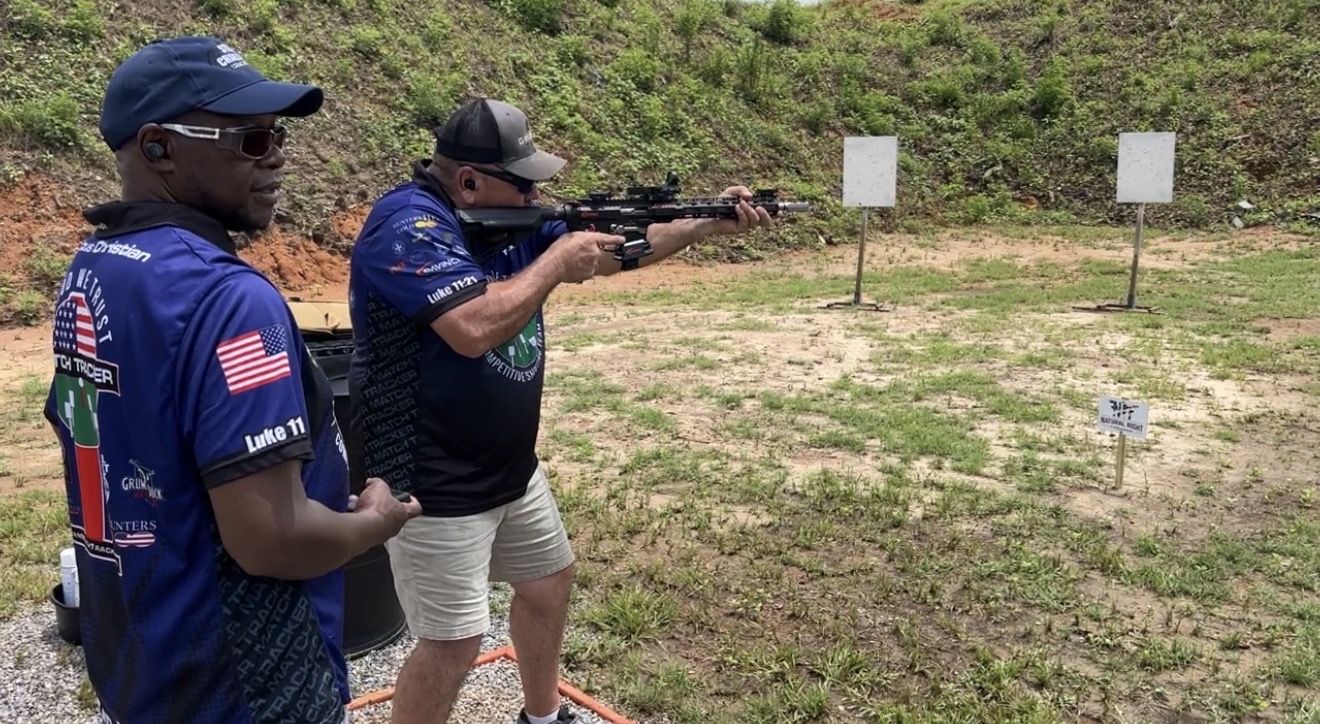 Steel Challenge competitor shooting at Natural Right Firearms